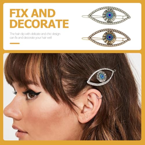 Minkissy 2pcs Vintage Blue Glitter Evil Eye Hair Clips Headdress Women Girls Halloween