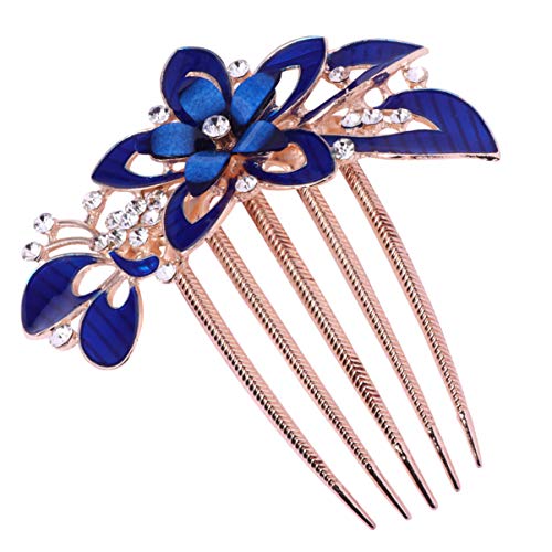 Minkissy Dark Blue Rhinestone Bridal Hair Comb